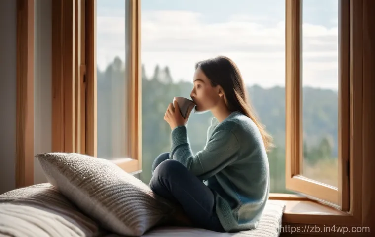 소셜미디어 사용으로 인한 부정적 영향을 줄이는 법 - **A serene morning without digital distraction:** A young adult, dressed in comfortable casual wear,...