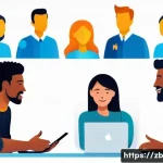 Home 18 소셜미디어 사용자로서의 책임감 고취하기 - A diverse group of people engaging respectfully in an online community discussion, depicted as avata...